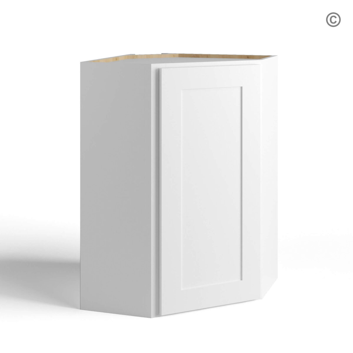 White Shaker 27 W Diagonal Corner Wall Shelf, white kitchen cabinets, rta cabinets