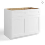 White Shaker Base Cabinet with Double Doors and Drawers, white kitchen cabinets, rta cabinets