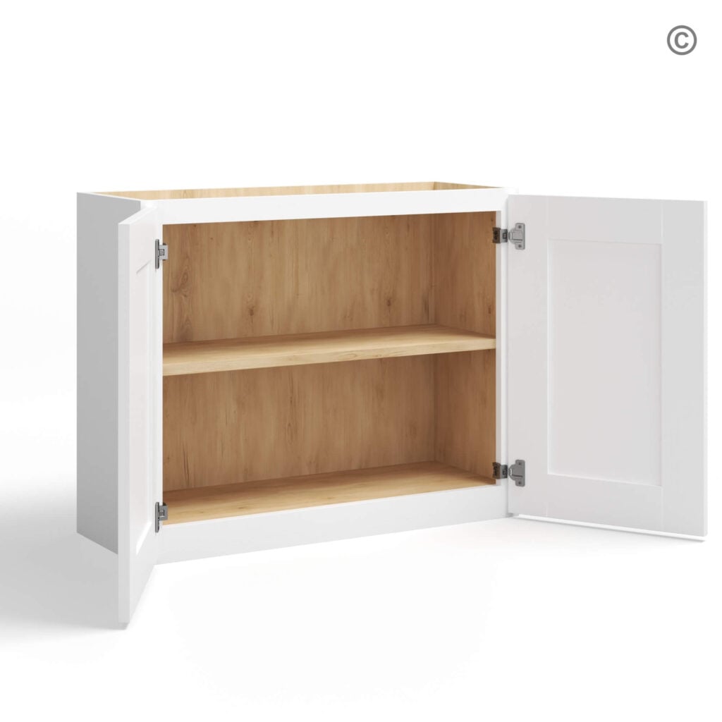 White Shaker 24 H Double Door Wall Cabinet - BWC