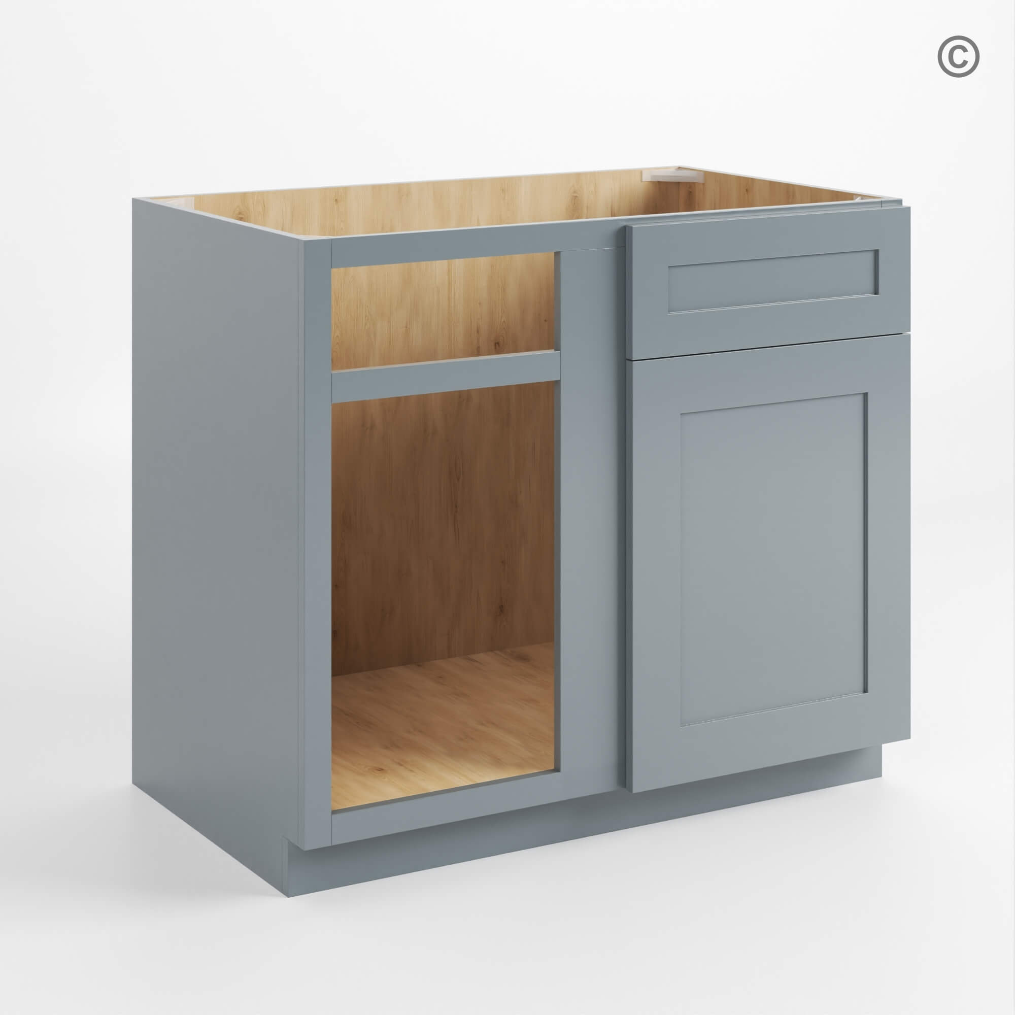 Gray Shaker Blind Corner Base Cabinet, rta cabinets, gray kitchen cabinets, wholesale cabinets