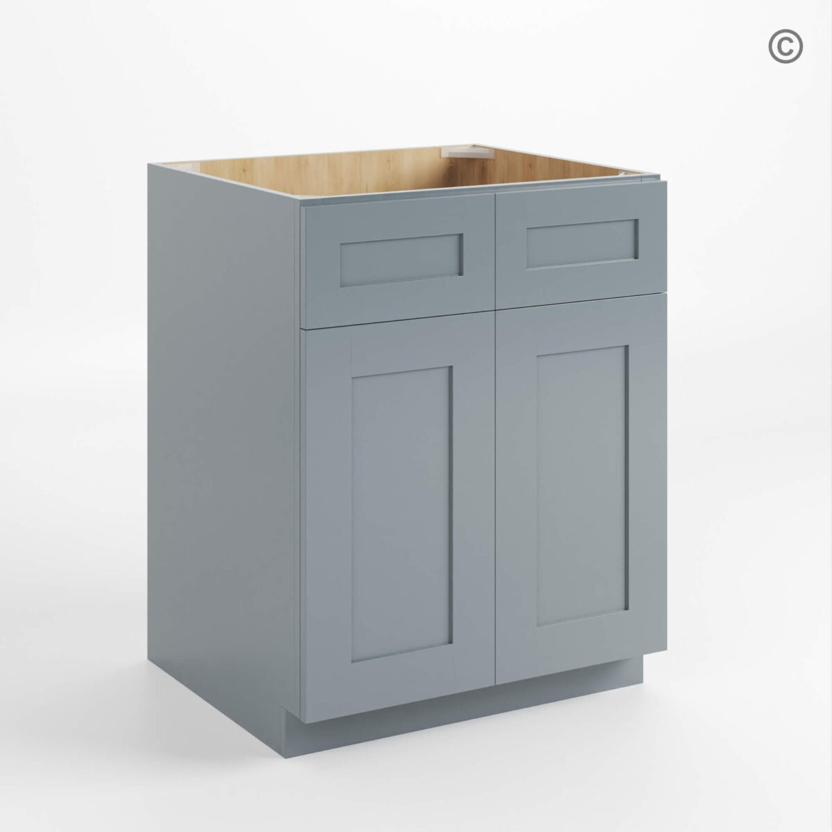 Gray Shaker Sink Base With Double Doors and Drawers, gray kitchen cabinets, rta cabinets