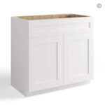 White Shaker Double Vanity Sink Base Cabinet, white kitchen cabinets, rta cabinets