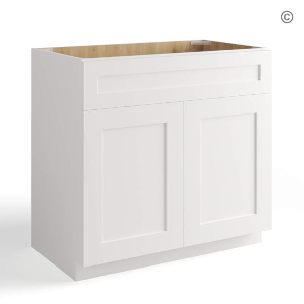 White Shaker Double Vanity Sink Base Cabinet, white kitchen cabinets, rta cabinets