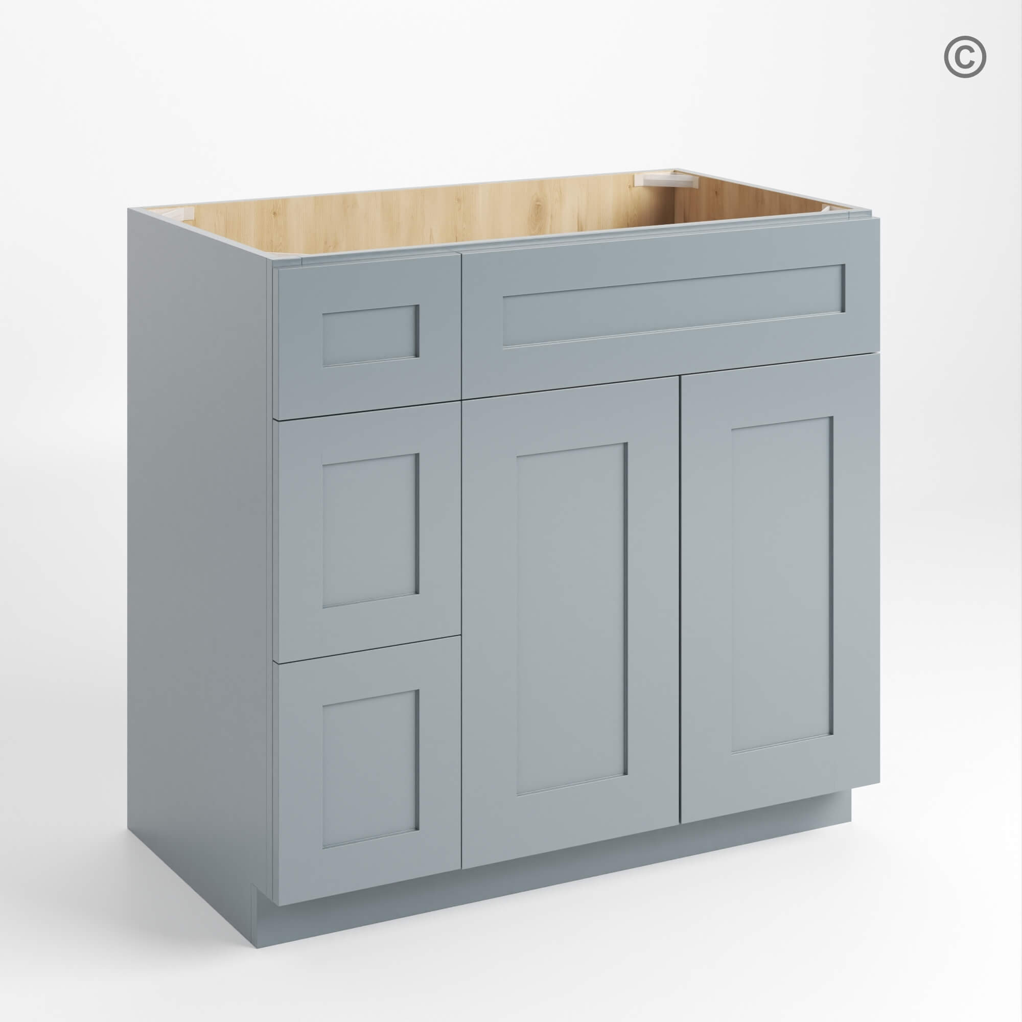 Gray Shaker 36 W Vanity Combo with Drawers, gray kitchen cabinets, rta cabinets