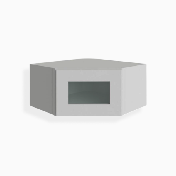 Gray Shaker 12"x24"Diagonal Corner Wall Shelf with Glass Door image 1