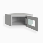 Gray Shaker 12"x27" Diagonal Corner Wall Shelf with Glass Door image 1