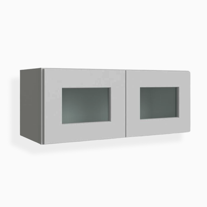 Gray Shaker 18" H Double Door Wall Cabinet With Glass Doors image 1