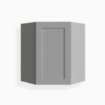 Gray Shaker 24" Diagonal Corner Wall Shelf with Glass Door image 2