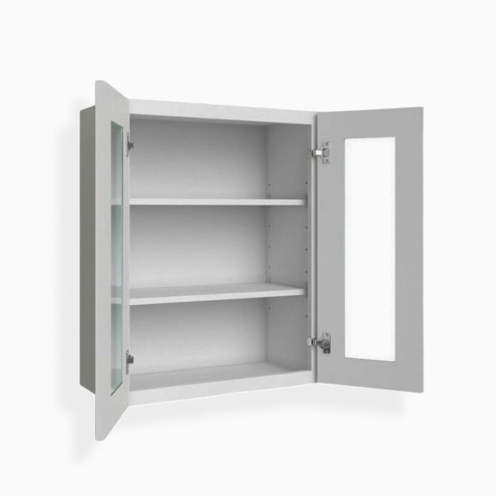 Gray Shaker 30" H Double Door Wall Cabinet with Glass Door image 2