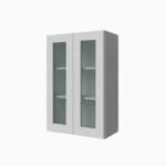 Gray Shaker 36" H Double Door Wall Cabinet with Glass Doors image 1