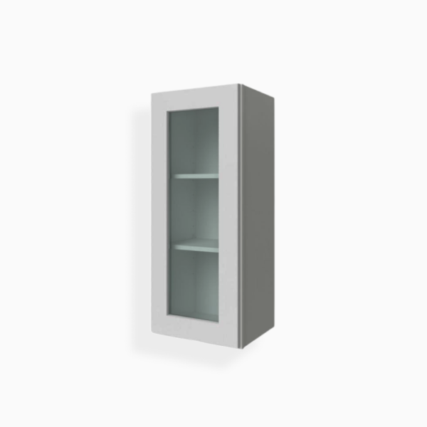 Gray Shaker 36" Single Door Wall Cabinet with Glass Door image 1