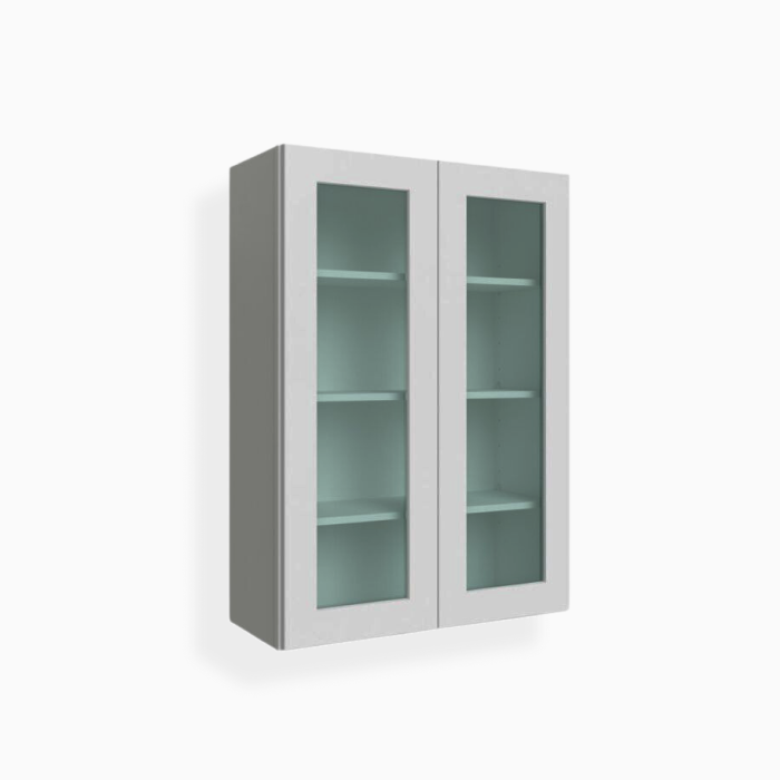 Gray Shaker 42" H Double Door Wall Cabinet with Glass Doors image 1