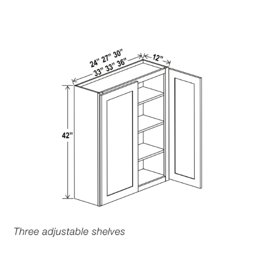 Shaker 42″ H Double Door Wall Cabinet