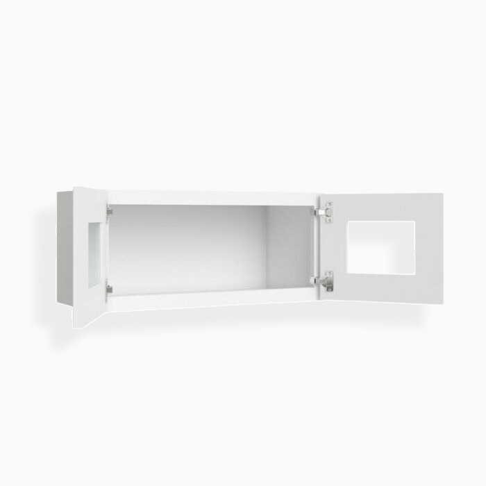 White Shaker 12" H Double Door Wall Cabinet with Glass Doors image 1