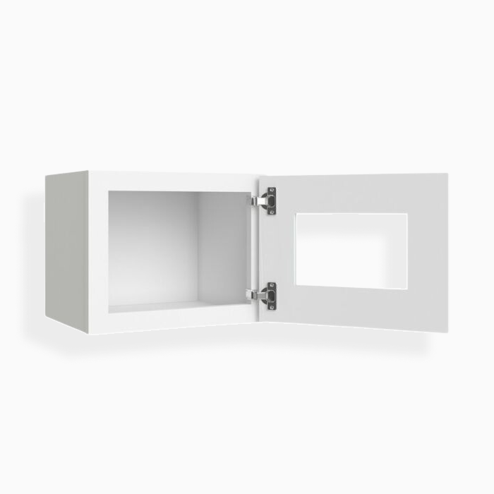 White Shaker 12" H Single Door Wall Cabinet with Glass Door image 1
