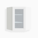 White Shaker 24" Diagonal Corner Wall Shelf with Glass Door