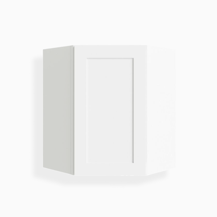 White Shaker 24 Diagonal Corner Wall Shelf Cabinet