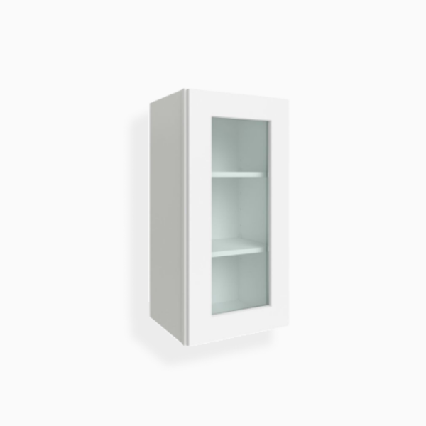 White Shaker 30" H Single Door Wall Cabinet with Glass Door image 1