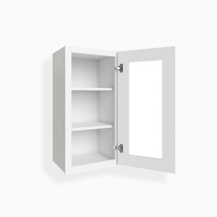 White Shaker 30" H Single Door Wall Cabinet with Glass Door