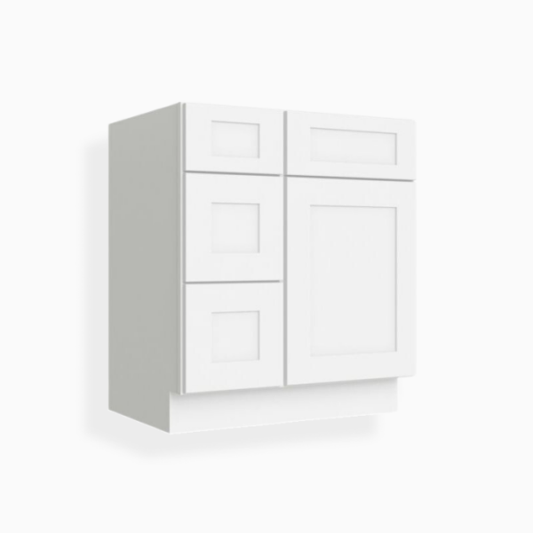 White Shaker 30" W Vanity Combo with Drawers image 1