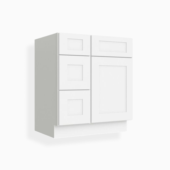 White Shaker 30" W Vanity Combo with Drawers image 1