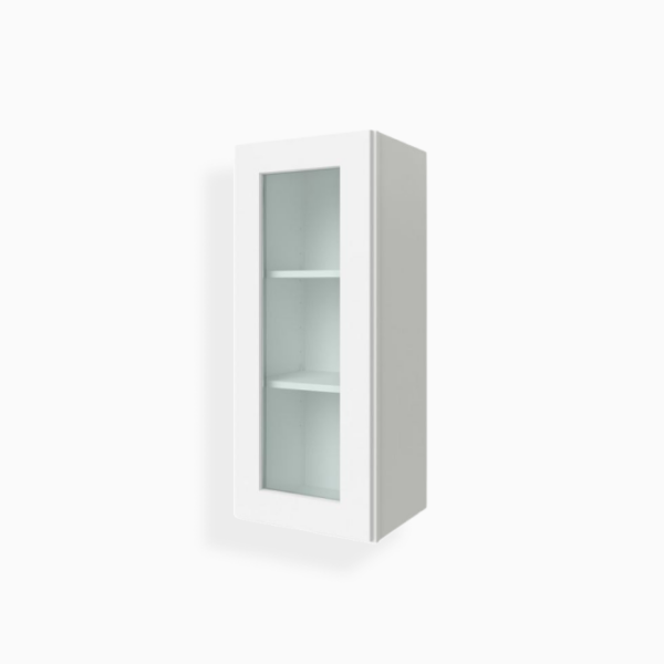 White Shaker 36" H Single Door Wall Cabinet with Glass Door image 1