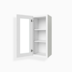 White Shaker 36" H Single Door Wall Cabinet with Glass Door image 2