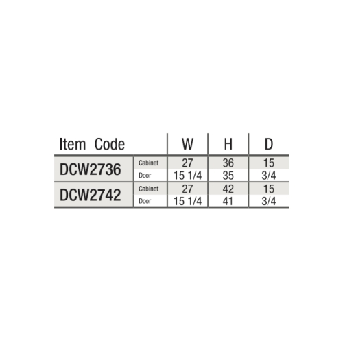 item code DCW2736 DCW2742