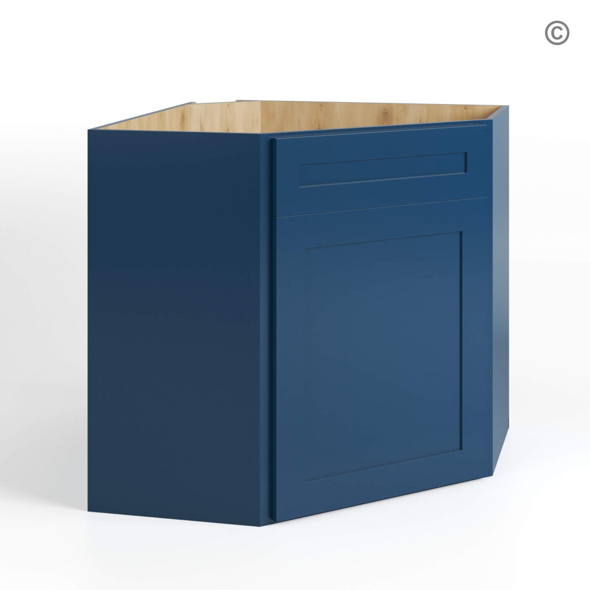 Navy Blue Shaker Corner Sink Base Cabinet, blue kitchen cabinets, rta cabinets