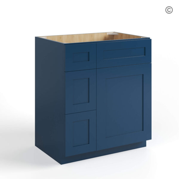 Navy Blue Shaker 30 W Vanity Combo with Drawers, blue kitchen cabinets, rta cabinets