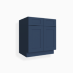 Blue Shaker Base Cabinet with Double Doors and Drawers image 1