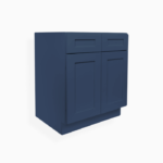 Blue Shaker Sink Base With Double Doors and Drawers