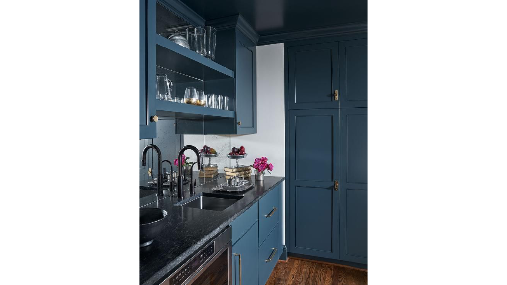 Navy blue pantry shaker kitchen cabinets - BWC blog