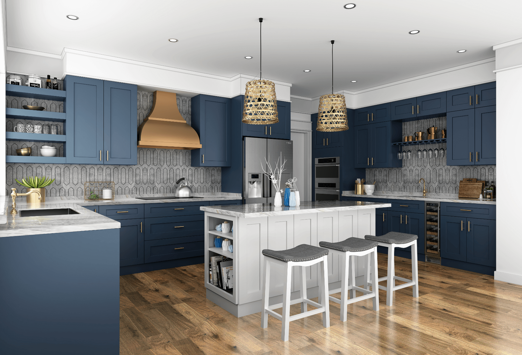 Navy Blue Shaker kitchen cabinets