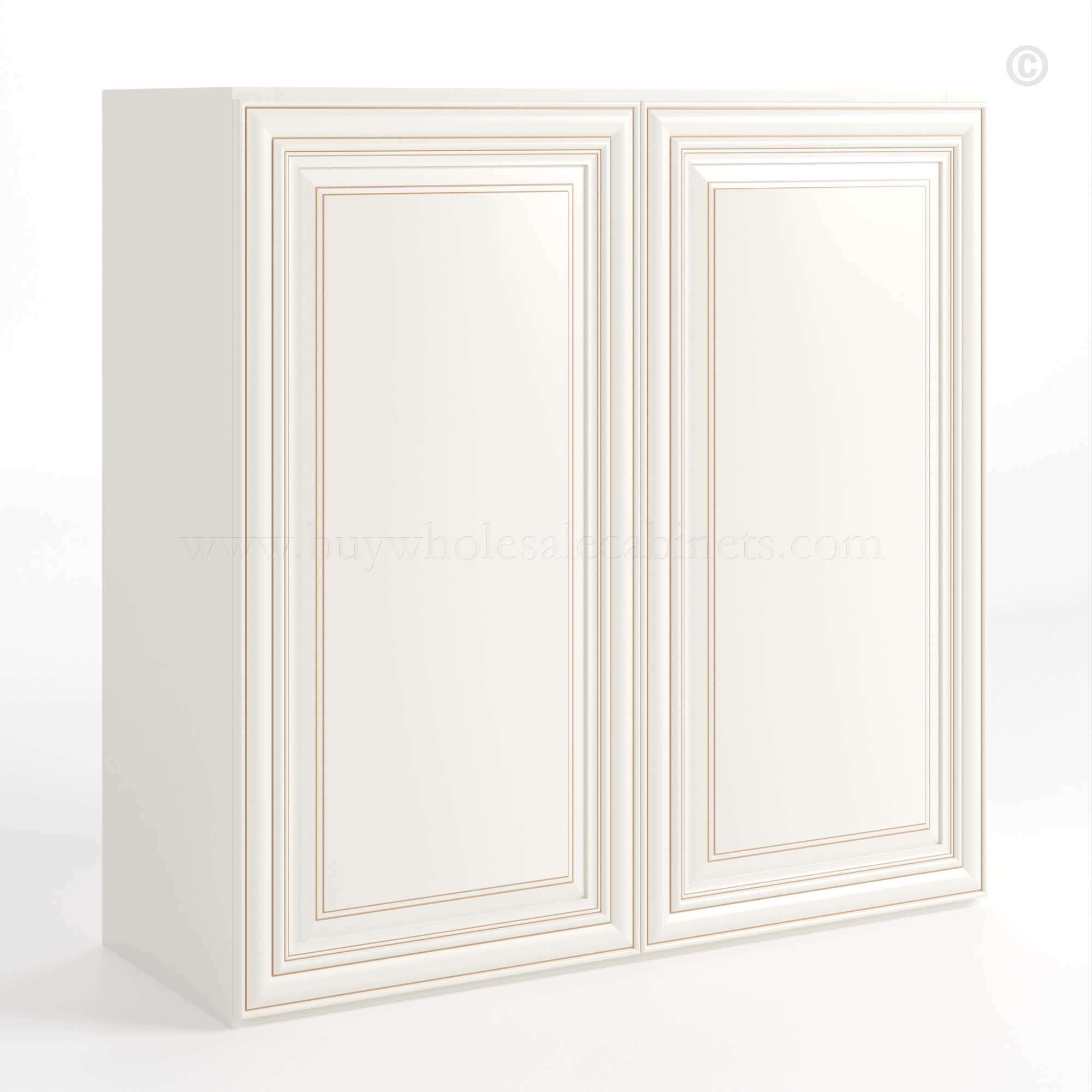 Charleston White Raised Panel 30 H Double Door Wall Cabinet