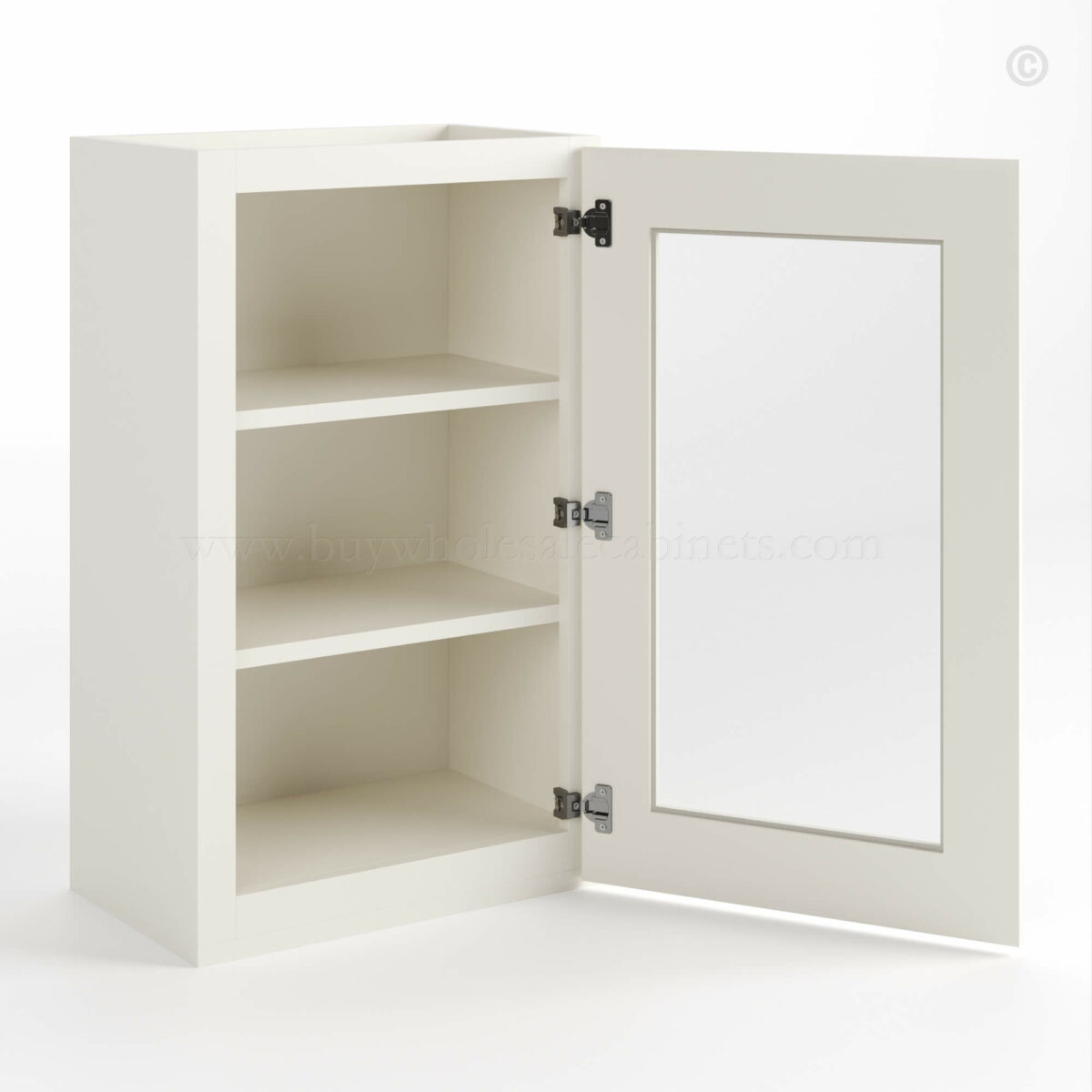 Charleston White Raised Panel 30" H Single Door Wall Cabinet with Glass Door image 1