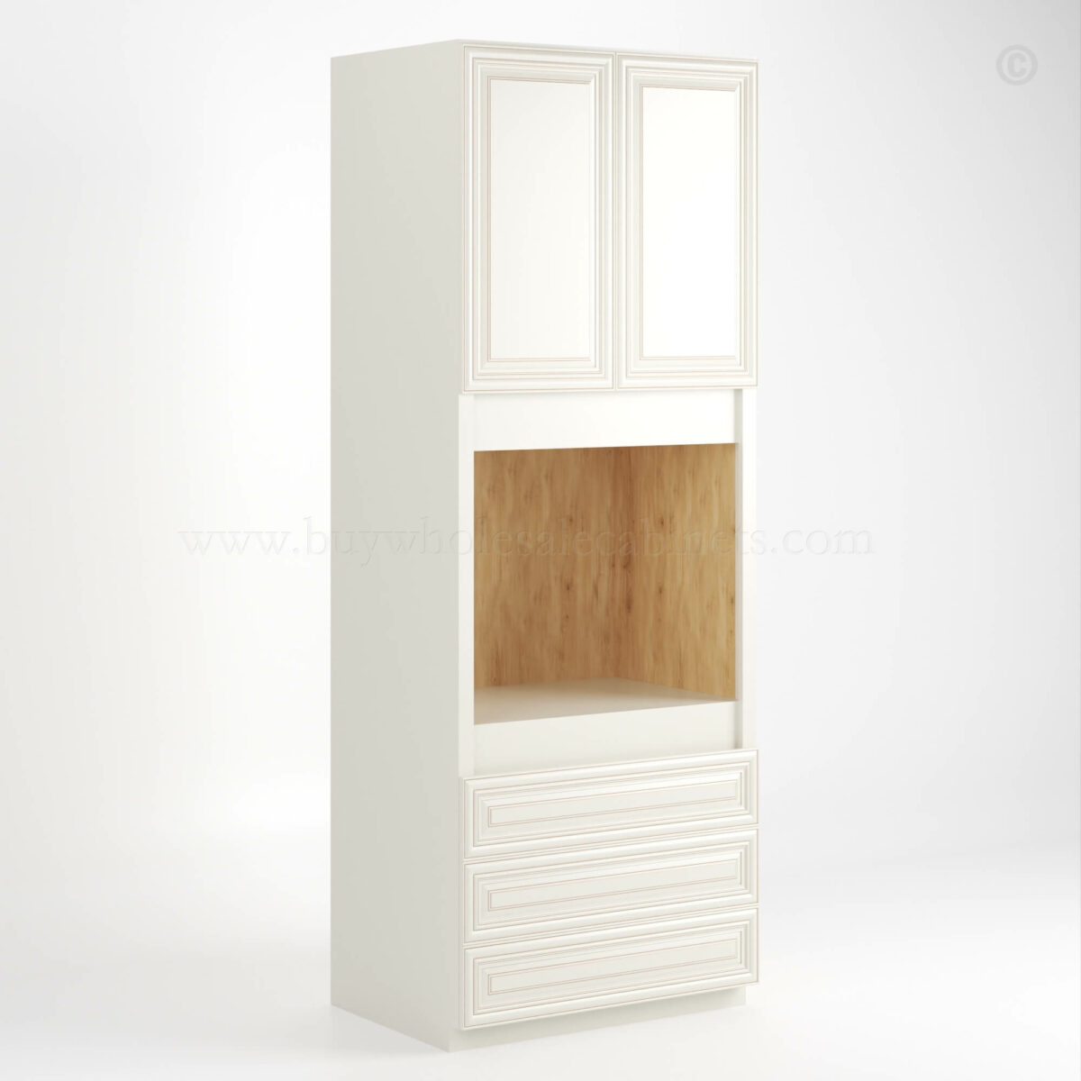 Charleston White Raised Panel 30" W Oven Pantry Cabinet