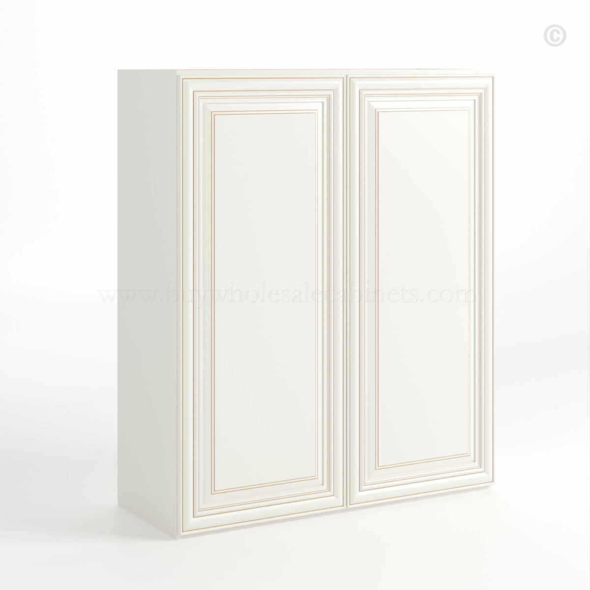 Charleston White Raised Panel 36 H Double Door Wall Cabinet