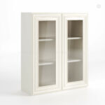Charleston White Raised Panel 36 H Double Door Wall Cabinet with Glass Doors
