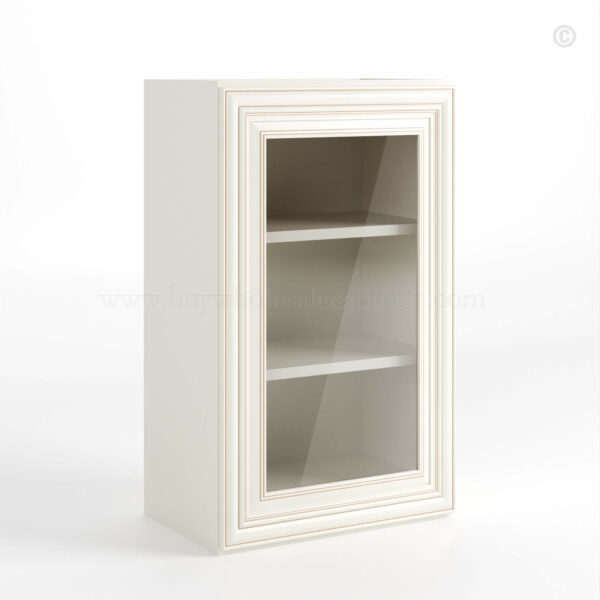 Charleston White Raised Panel 36 H Single Door Wall Cabinet with Glass Door