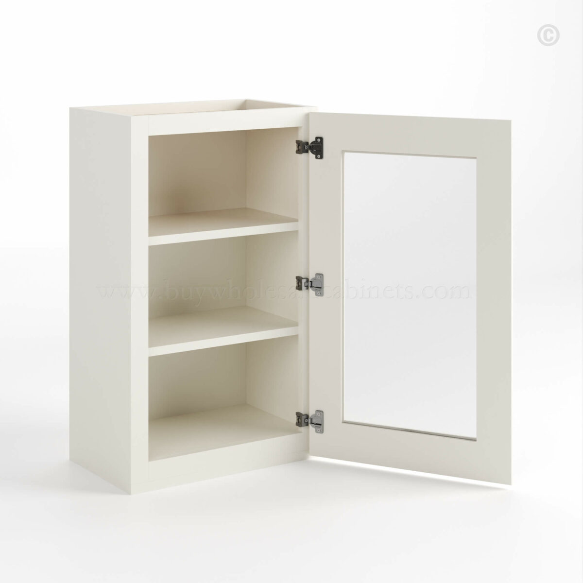 Charleston White Raised Panel 36" H Single Door Wall Cabinet with Glass Door image 1