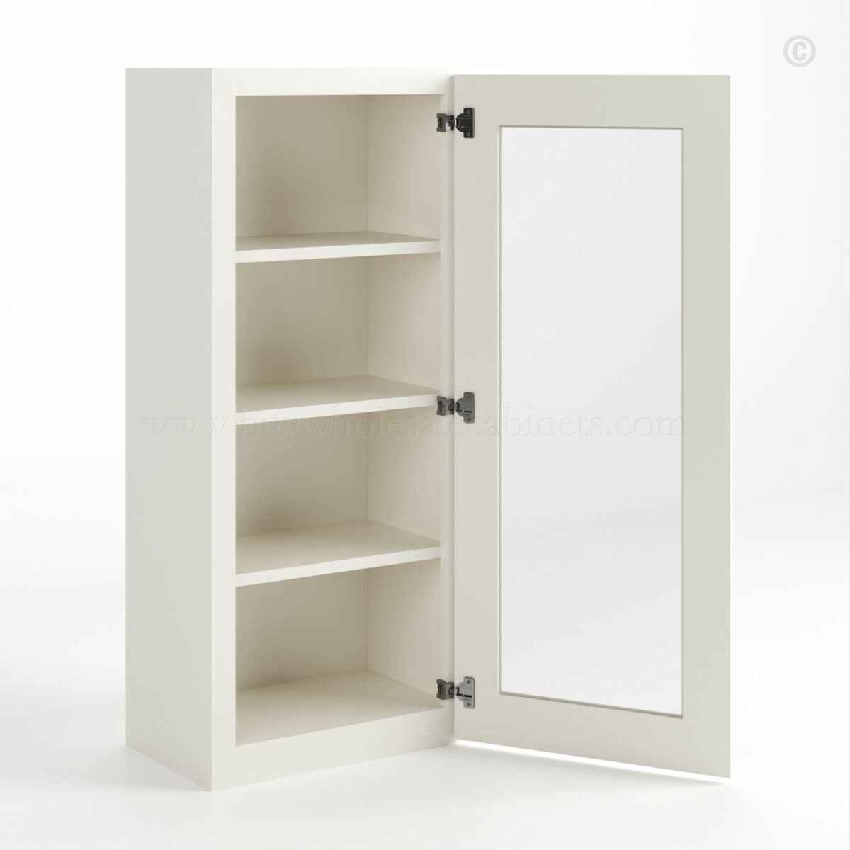 Charleston White Raised Panel 42" H Single Door Wall Cabinet with Glass Door image 1