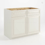 Charleston White Raised Panel Base Cabinet with Double Doors and Drawers