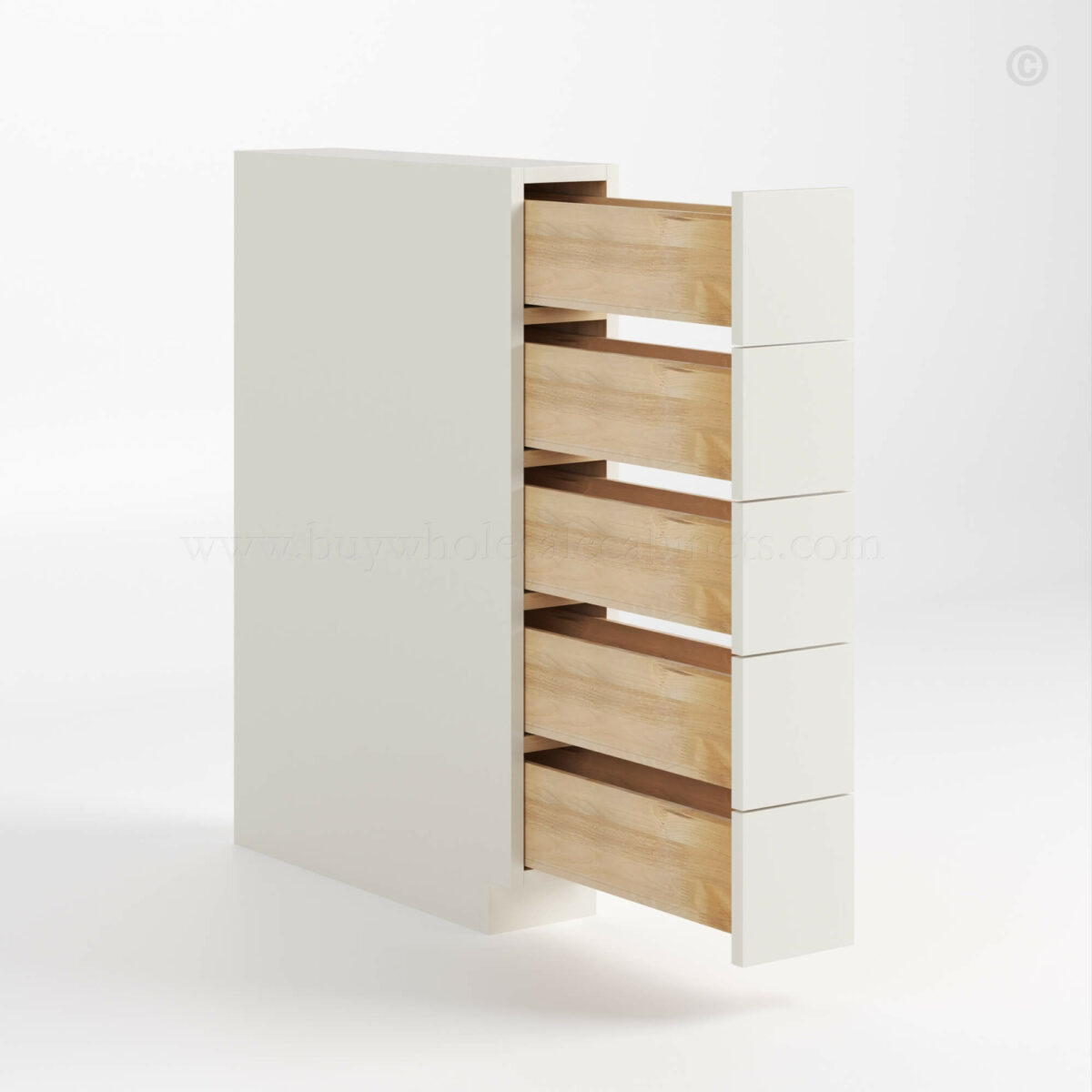 Charleston White Raised Panel Base Spice Cabinet with 5 Drawers image 1
