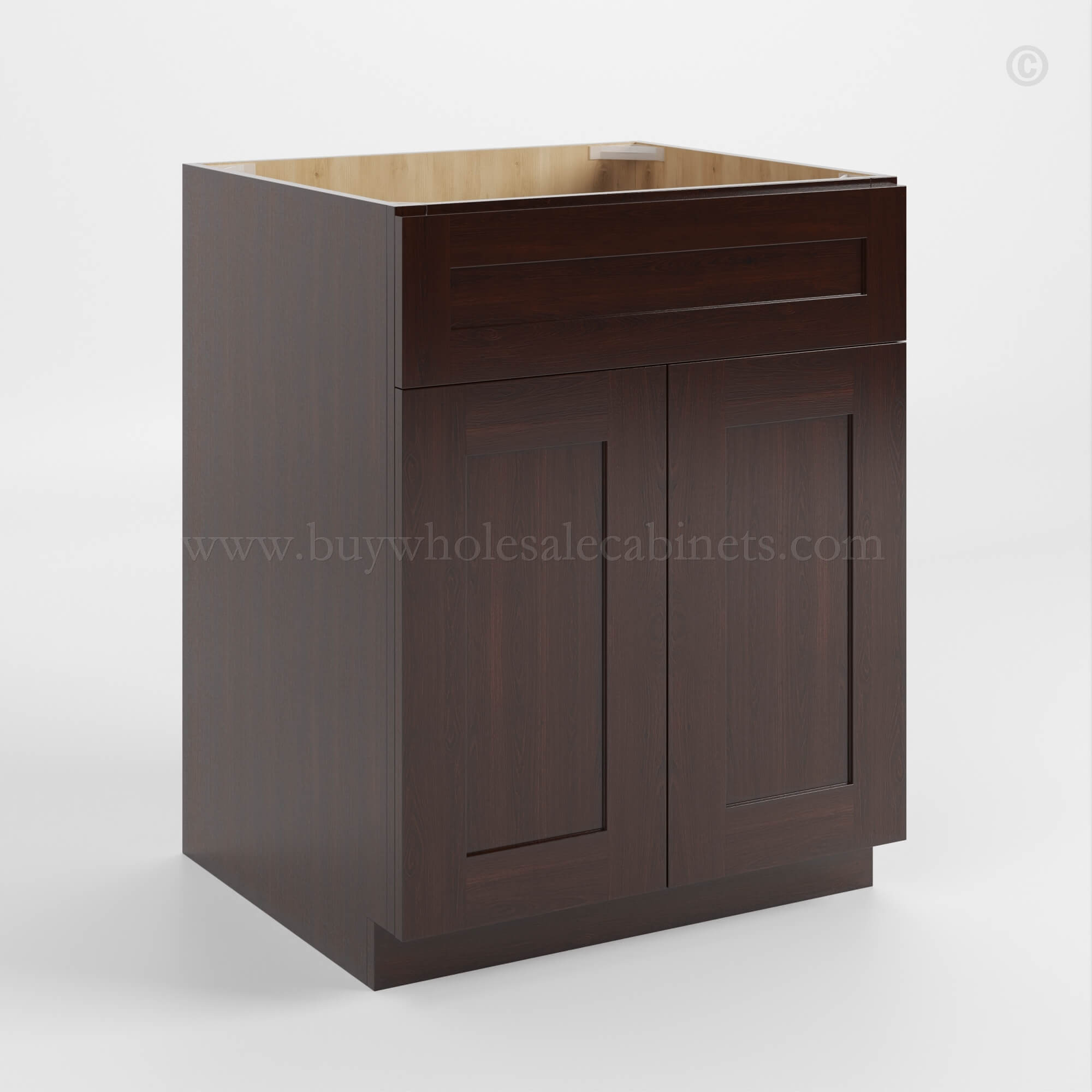 Shaker Espresso Base Cabinet with Double Doors & Single Drawer