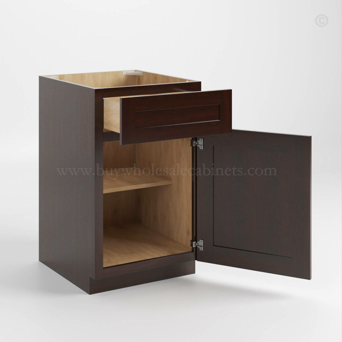 Shaker Espresso Base Cabinet with Single Door & Drawer image 1