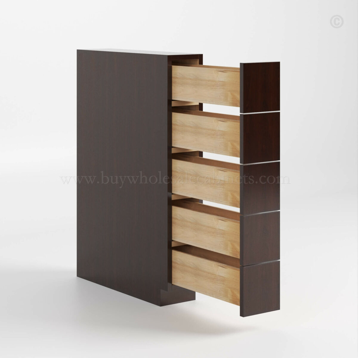 Shaker Espresso Base Spice Cabinet with 5 Drawers image 1
