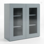 Gray Shaker 30 H Double Door Wall Cabinet with Glass Door
