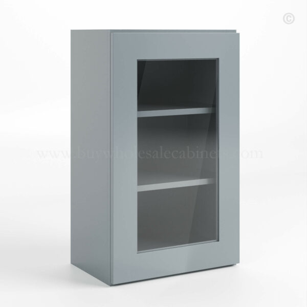 Gray Shaker 30 H Single Door Wall Cabinet with Glass Door