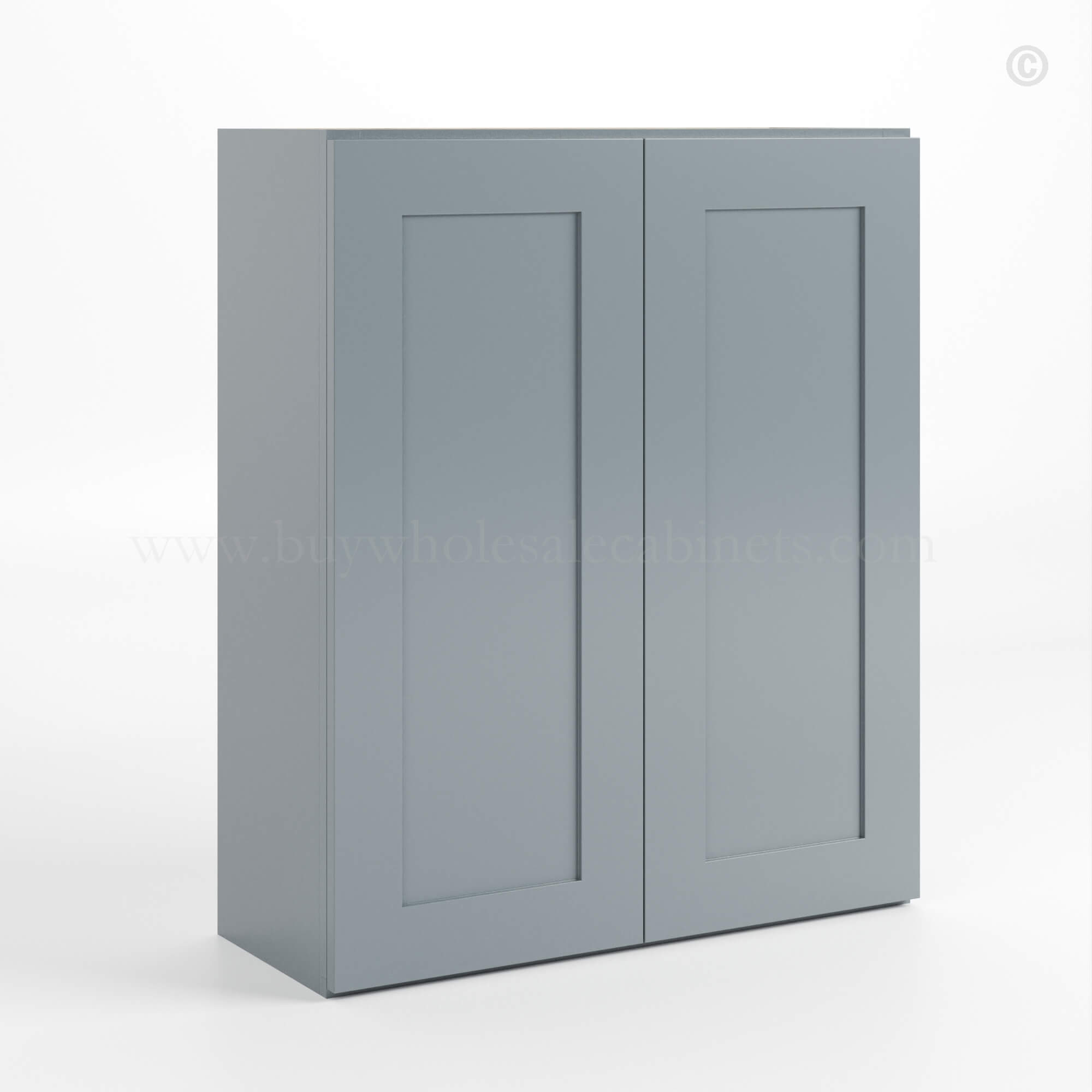 Gray Shaker 36 H Double Door Wall Cabinet